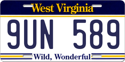 WV license plate 9UN589