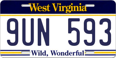 WV license plate 9UN593