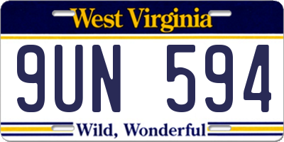 WV license plate 9UN594