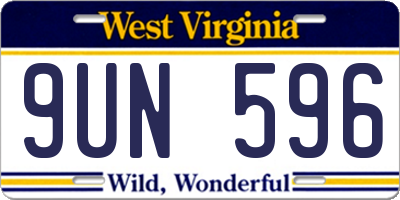 WV license plate 9UN596