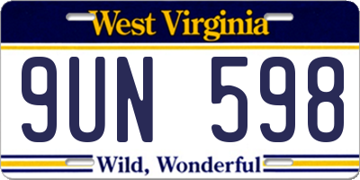 WV license plate 9UN598