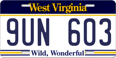 WV license plate 9UN603