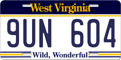 WV license plate 9UN604