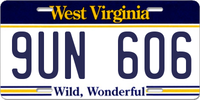 WV license plate 9UN606