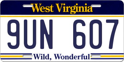WV license plate 9UN607
