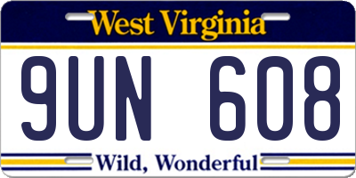 WV license plate 9UN608