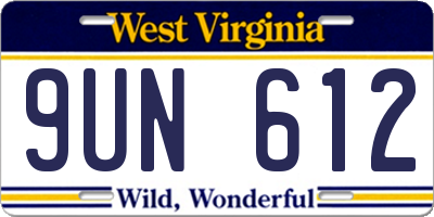 WV license plate 9UN612