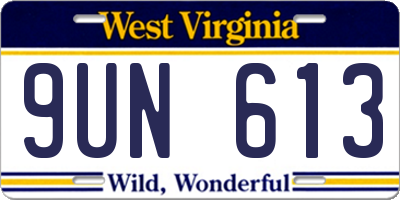 WV license plate 9UN613
