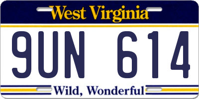 WV license plate 9UN614
