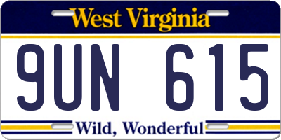 WV license plate 9UN615