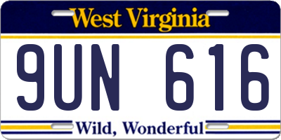WV license plate 9UN616