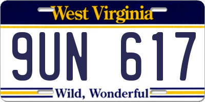 WV license plate 9UN617