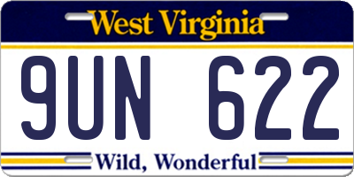 WV license plate 9UN622