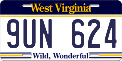 WV license plate 9UN624