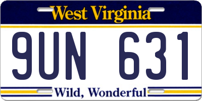 WV license plate 9UN631