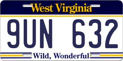 WV license plate 9UN632
