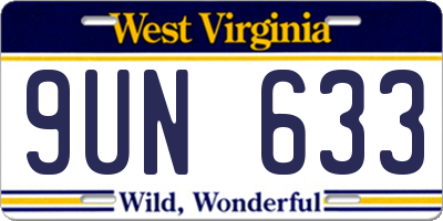 WV license plate 9UN633