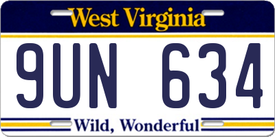 WV license plate 9UN634
