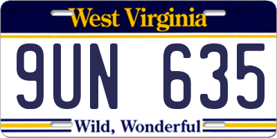 WV license plate 9UN635