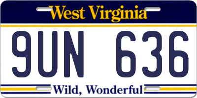 WV license plate 9UN636