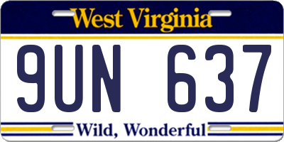 WV license plate 9UN637
