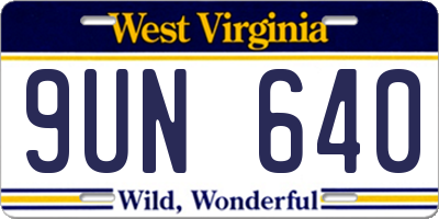 WV license plate 9UN640
