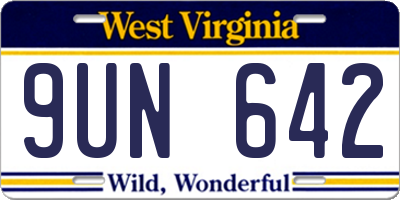WV license plate 9UN642