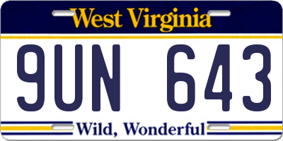 WV license plate 9UN643