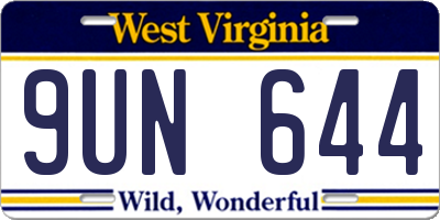 WV license plate 9UN644