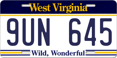 WV license plate 9UN645