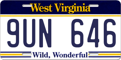 WV license plate 9UN646