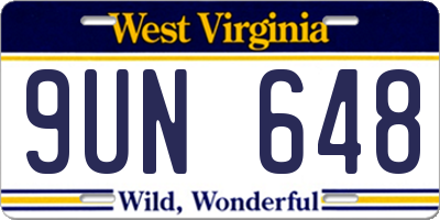WV license plate 9UN648