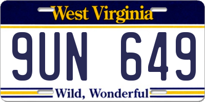 WV license plate 9UN649