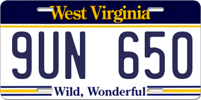 WV license plate 9UN650