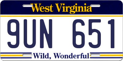 WV license plate 9UN651