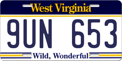 WV license plate 9UN653