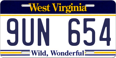 WV license plate 9UN654
