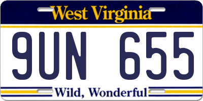 WV license plate 9UN655