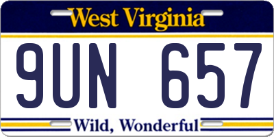 WV license plate 9UN657