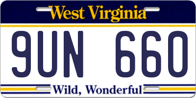 WV license plate 9UN660