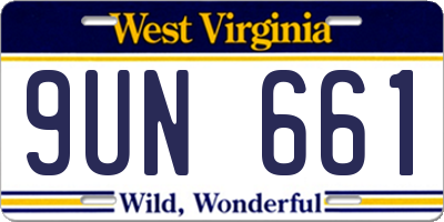 WV license plate 9UN661