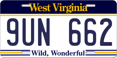 WV license plate 9UN662