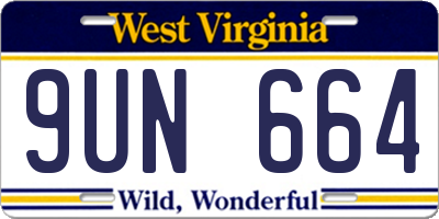 WV license plate 9UN664