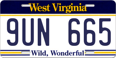WV license plate 9UN665