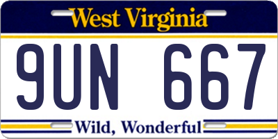 WV license plate 9UN667