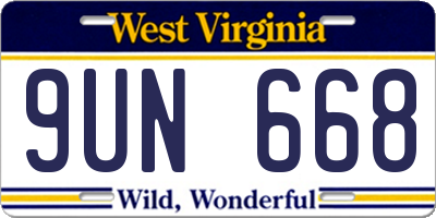 WV license plate 9UN668