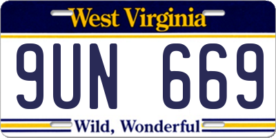 WV license plate 9UN669