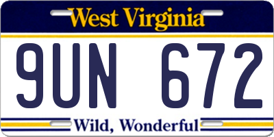 WV license plate 9UN672
