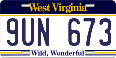 WV license plate 9UN673