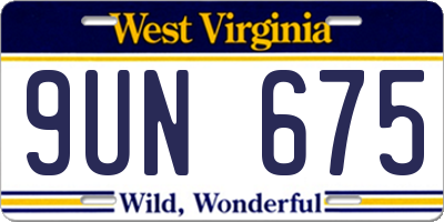 WV license plate 9UN675
